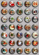 Christmas BADGE BUTTON PIN SET 4 (1inch/25mm Diameter) 35 DIFF - Weihnachten