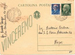 Molto Raro - Francobollo C35 Sovrastampato Aggiunto A Cartolina Postale - Anglo-american Occ.: Naples
