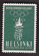 Olympic Games Helsinki 1952 / Deutsche Olympische Gesellschaft / Spendenmarke 10 Pfg / Vignette, Cinderella - Sommer 1952: Helsinki