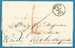 (D010) - Suisse - LSC De GENEVE Vers AIX-LA-CHAPELLE Prusse Du 2/8/60 - Verso Basel - Mainz - Cöln ... - ...-1845 Prefilatelia