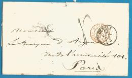 (D014) - Suisse - LSC De GENEVE Vers PARIS Du 2/7/1860 + Passage Suisse Bellegarde En Rouge - ...-1845 Prefilatelia