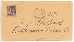 Lettre De Cayenne Du 01/03/1887 Avec 25c Alphée Dubois Noir /rose Grosse Cote - Storia Postale