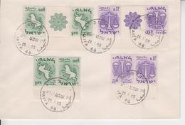 ISRAEL 1965 ZODIAC HOROSCOPE LEO LIBRA TETE BECHE - Timbres-taxe