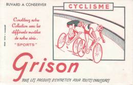 BUVARD - Collection Sports - CYCLISME - Coureurs Cyclistes Sur Leurs Vélos - BUVARD GRISON - Tweewielers