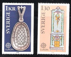 EUROPA CEPT 1976 SWEDEN SUEDE SCHWEDEN MNH MI 943 944 FOLK ART HANDICRAFT KUNSTHANDWERK ARTISANAT SLANIA - 1986