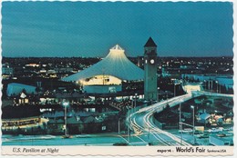 U.S. Pavilion At Night, Expo 74 World's Fair, Spokane, USA, Postcard [21700] - Spokane