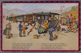 Hans Boettcher Stuttgart HUMOR Schwäbische Eisenbahn Dog DACHSHUND BASSET Teckel Uber 1925y E667 - Böttcher, Hans