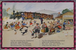 Hans Boettcher Stuttgart HUMOR Schwäbische Eisenbahn Dog  Uber 1925y.  Brauerei Beer  E668 - Boettcher, Hans