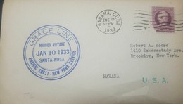 O) 1933 CUBA-CARIBE, CARIBBEAN - JOSE DE LA LUZ CABALLERO SCT 267-A37 3c - GRACE LINE PACIFIC COAST-NEW YORK SERVICE-MAD - Lettres & Documents