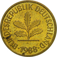 République Fédérale Allemande, 5 Pfennig, 1988, Stuttgart, TB+, Brass Clad - 5 Pfennig