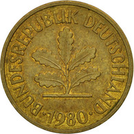 République Fédérale Allemande, 5 Pfennig, 1980, Munich, TB+, Brass Clad - 5 Pfennig