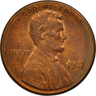 États-Unis, Lincoln Cent, Cent, 1987, U.S. Mint, Philadelphie, TTB, Copper - 1909-1958: Lincoln, Wheat Ears Reverse