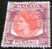 Penang 1954 Queen Elizabeth II 30c - Used - Penang