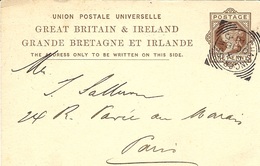 1881- C P E P One Penny  Canc. Squared Circle CHARING.CROSS .W.C   To Paris - Cartas & Documentos