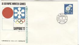 Japan Olympic Cover With Cancel Olympic Village 46.4.9 300 Days Before The Opening Of The Games. - Winter 1972: Sapporo