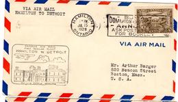 Lettre Par Avion De Hamilton (15.07.1929) To Detroit, USA - Primi Voli
