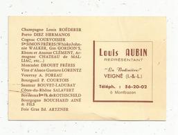 Carte De Visite ,champagne ,porto ,cognac..... ,LOUIS AUBIN ,représentant ,VEIGNE ,Indre Et Loire - Visiting Cards