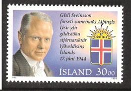 Iceland Island 1994 50 Years Republic Of Iceland, Gísli Sveinsson (1880-1959), Politician  MI 807 MNH(**) - Unused Stamps