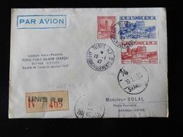 LETTRE RECOMMANDEE PAR LIAISON POSTALE PARIS TUNIS SAIGON SHANGAI VOYAGE D'ETUDE - 1947 - - 1927-1959 Covers & Documents