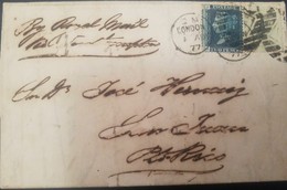 O)  1877 GREAT BRITAIN -E77 GREAT BRITAIN -ENGLAND, 2p BLUE SCT A2-QUEEN VICTORIA, MARITIME MAIL  TO PUERTO RICO, XF - Storia Postale