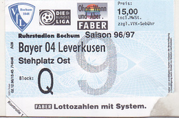 Germany VFL Bochum - Bayer 04 Leverkusen -  1996 Bundesliga Match Ticket - Tickets D'entrée