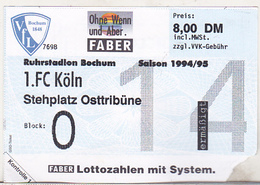 Germany VFL Bochum - 1. FC Koln -  1994 Bundesliga Match Ticket - Tickets D'entrée