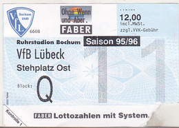 Germany VFL Bochum - Vfb Luveck -  1995 Bundesliga Match Ticket - Tickets D'entrée