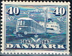 100 ANIVERSARIO PRIMER FERROCARRIL,1947, 40 ØRE, ** - Nuevos