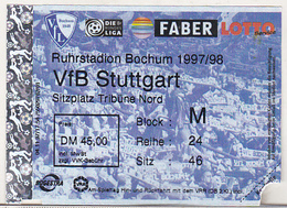 Germany VFL Bochum - VfB Stuttgart -  1997 Bundesliga Match Ticket - Tickets D'entrée