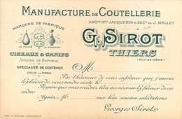 Vieux Papiers - Publicités - Thiers - Publicité - Manufacture De Coutellerie - G. Sirot - Publicidad