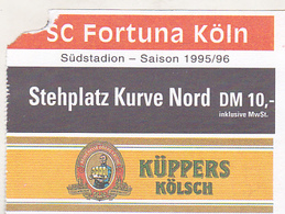 Germany SC Fortuna Koln - 1995 Bundesliga Match Ticket - Tickets D'entrée