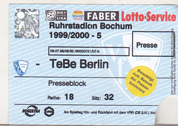 Germany VfL Bochum - TeBe Berlin - 1999 2. Bundesliga Match Ticket - Press - Tickets D'entrée