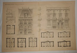 Plan De Petits Hôtels, Rue Le Verrier à Paris. M. H. Tassu, Architecte. 1891. - Travaux Publics