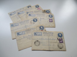 Delcampe - GB FPO Field Post Office 1959 - 1961 Forces Overseas Registered Letter Mit Zusatzfrankaturen! Prüfschein / Düsseldorf - Postwaardestukken