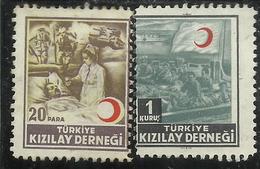 TURCHIA TURKÍA TURKEY 1955 POSTAL TAX STAMPS TURKIYE KIZALY DERNEGI MOON CRESCENT IN RED COMPLETE SET  MNH - Timbres-taxe