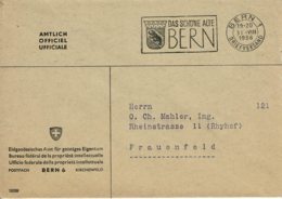 1956 - Lettre De Berne - Obl "DAS SCHÖNE ALTE BERN" Le Beau Vieux Berne) Sur Envel. Officielle Propriété Intellectuelle - Marcophilie