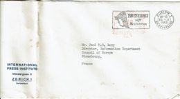 1955 - Zurich Pour Strasbourg - Obl "PRO INFIRMIS" (Aide Aux Personnes Handicapées) Timbre Imprimé 0,40  (lettre Pliée) - Marcophilie
