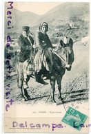 - 332 -  CORSE - TYPES Corses - Sur L'âne,  écrite, 1910, Collection Simon Damiani, Bastia, épaisse, TBE, Scans. - Bastia