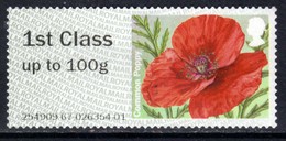 GB 2017 QE2 1st To 100 Gms Post & Go Common Poppy No Gum ( D336 ) - Post & Go Stamps