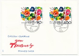 Enveloppe FDC Emission Commune France/Suisse - Jean Tinguely - 1988 - Emissions Communes