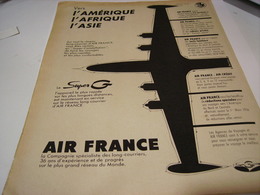 ANCIENNE PUBLICITE AIR FRANCE  AVEC SUPER G 1955 - Advertisements