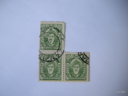 ZANZIBAR 1952. Sultan Kalif Bin Harub. 15c. Green. Block Of 3 Stamps. SG 341. Used. - Zanzibar (...-1963)