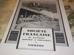 ANCIENNE PUBLICITE SOCIETE FRANCAISE  DE LA MACHINE AGRICOLE VIERZON 1941 - Traktoren