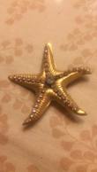 Spilla Vintage Dorata Con Swarovski A Forma Di Stella Marina Anni 80 - Broches