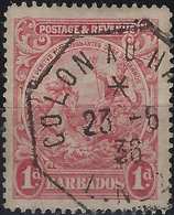 BARBADOS  N°156 1 Penny Oblitéré Càd Français De "COLON AU HAVRE" Ligne De Paquebot, Signé Calves - Barbados (...-1966)