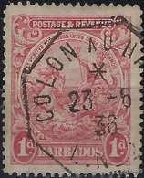 BARBADOS  N°156 1 Penny Oblitéré Càd Français De "COLON AU HAVRE" Ligne De Paquebot, Signé Calves - Barbades (...-1966)