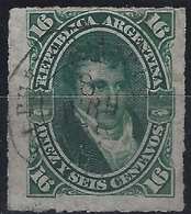 ARGENTINE 1879 N°34 16 Centavos Oblitéré Càd Français Hexagonale Buenos Ayres/ Ligne De Paquebot, RR Signé Calves - Used Stamps