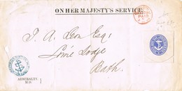 29610. Frontal Service LONDON  (England) 1885. PAID. Admiralty M.D. - Brieven En Documenten