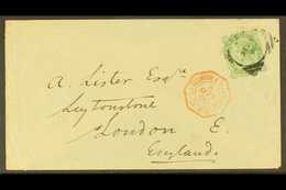 1890  (Sept 8th) Cover To London From Aden, Carries On Reunion No3, Bearing 4a6p Tied By Aden Squared Circle Cds & Red O - Aden (1854-1963)