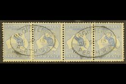 1913-14  6d Ultramarine Kangaroo, SG 9, A Used Strip Of Four With Oval "REGISTERED / PERTH" Cancels Of 06 SP 13, The Lef - Andere & Zonder Classificatie